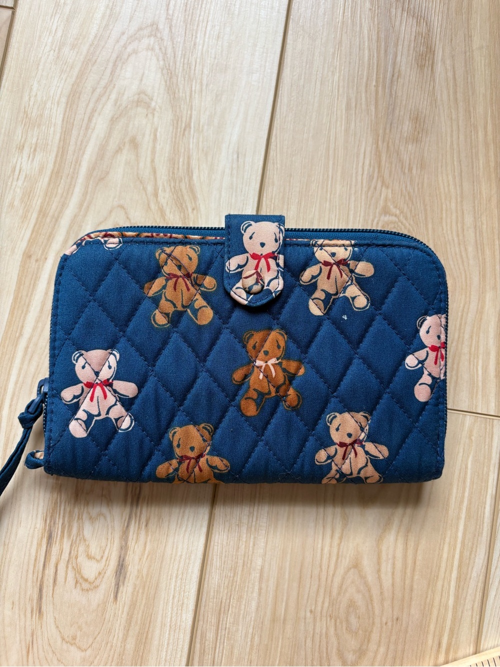 Vera Bradley Navy Teddy Bear Quilted Wallet Large